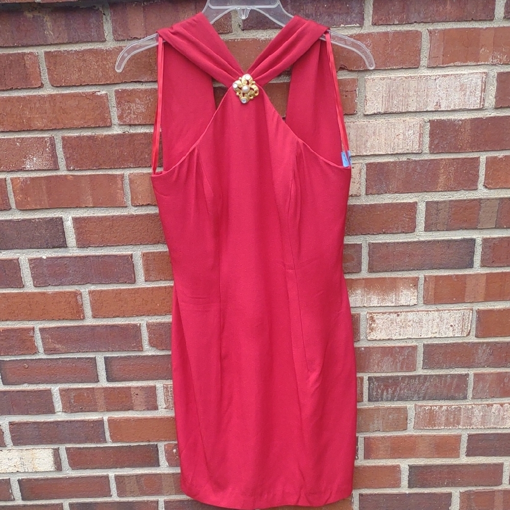 Cache Red Halter Sheath Dress